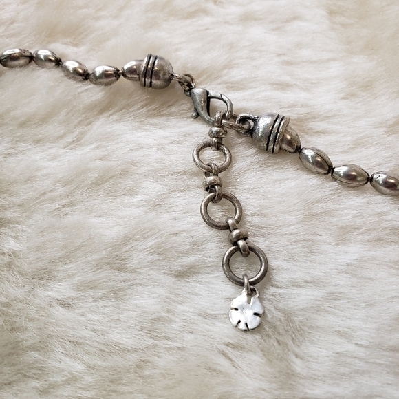 ANTIQUED Silver Tone Oval Ball Chain Necklace Adjustable - Picture 3 of 5